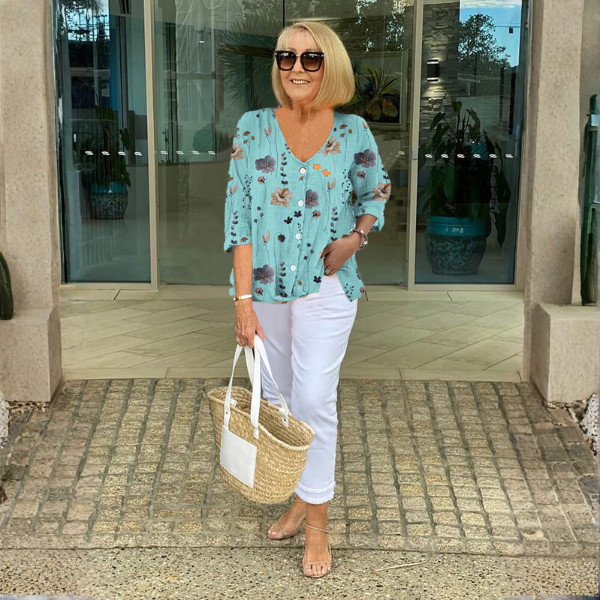 Joanne | Printed Button Tunic Top