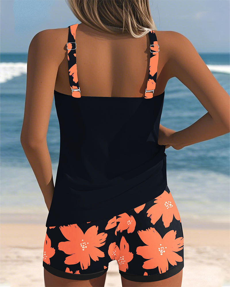 Julia | U-Neck Sleeveless Printed Tankini
