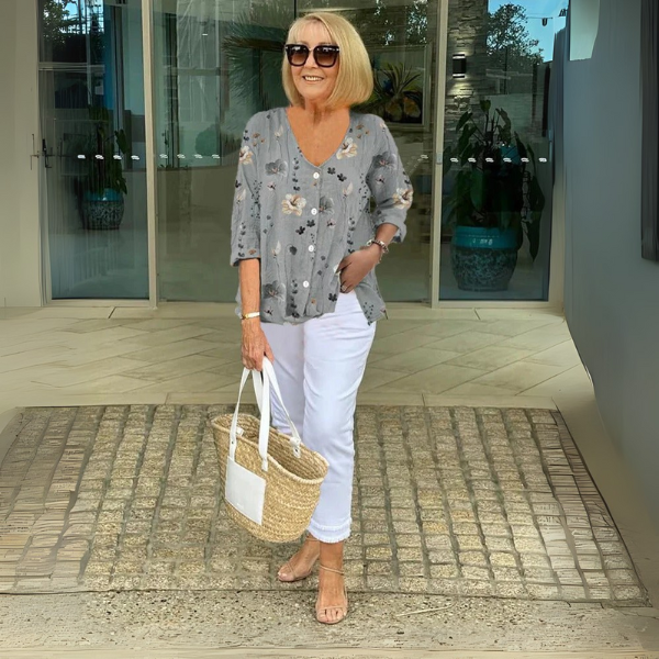 Joanne | Printed Button Tunic Top