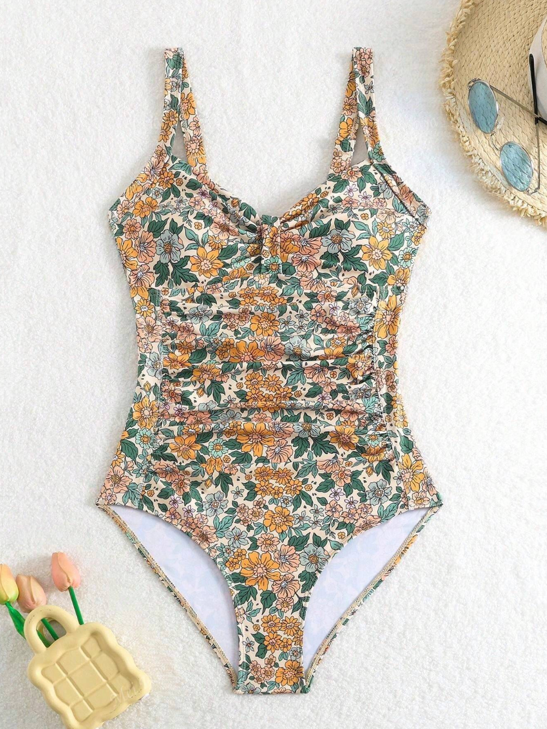Aubrey | Floral Print Halter Neck Swimsuit