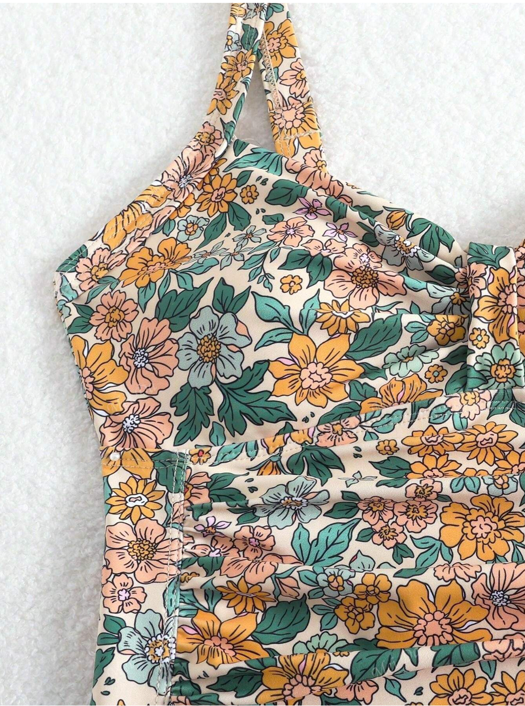 Aubrey | Floral Print Halter Neck Swimsuit