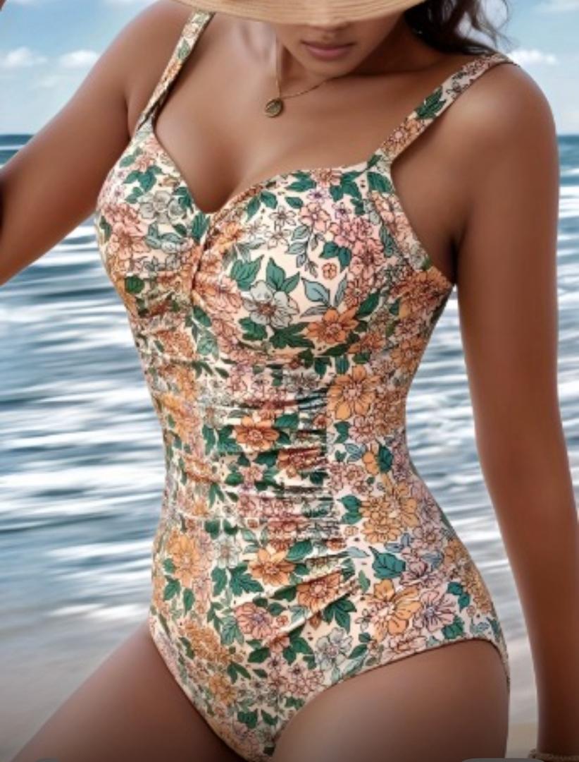 Aubrey | Floral Print Halter Neck Swimsuit