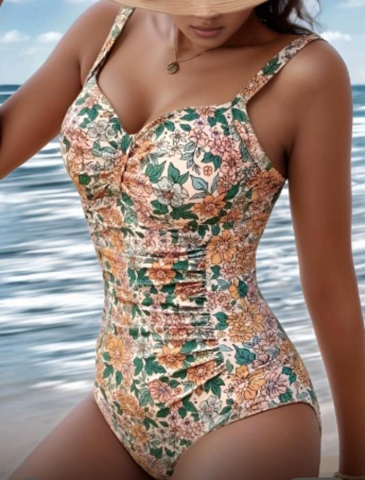 Aubrey | Floral Print Halter Neck Swimsuit