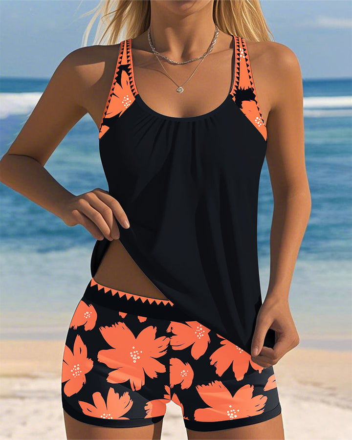 Julia | U-Neck Sleeveless Printed Tankini