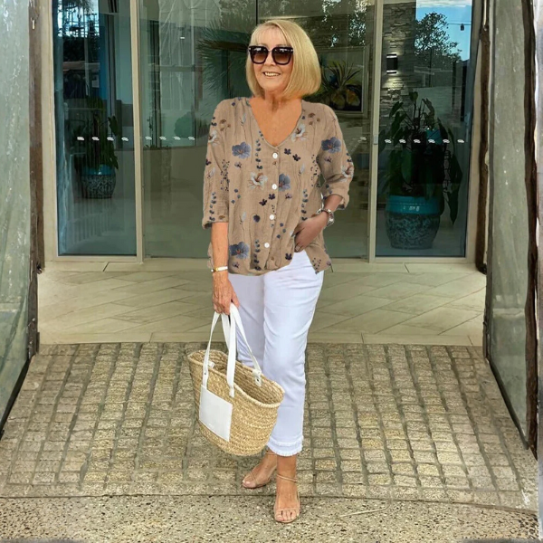 Joanne | Printed Button Tunic Top