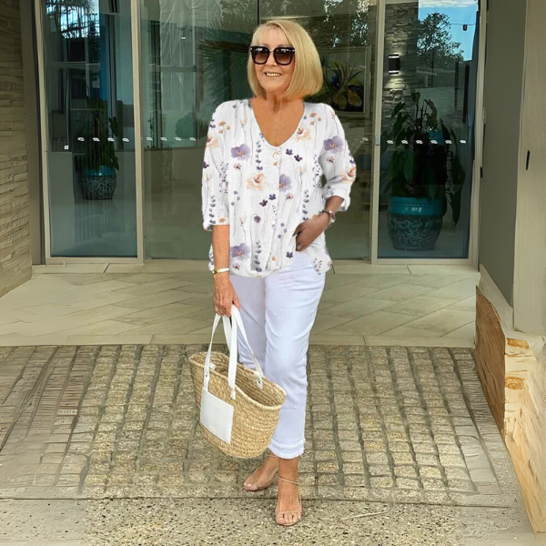 Joanne | Printed Button Tunic Top