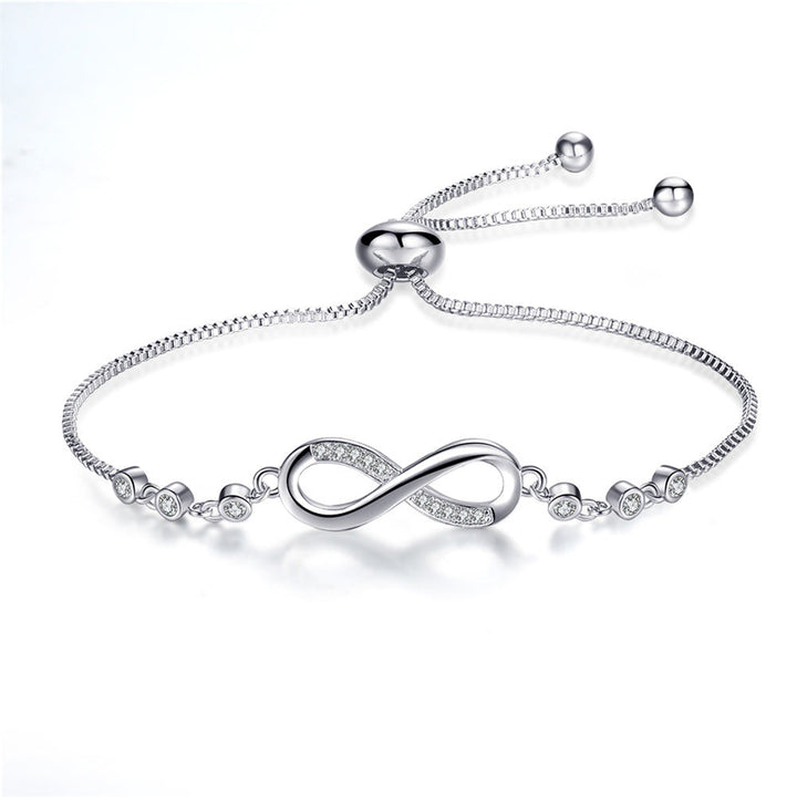 Silver Adjustable Bracelet with Infinity Symbol