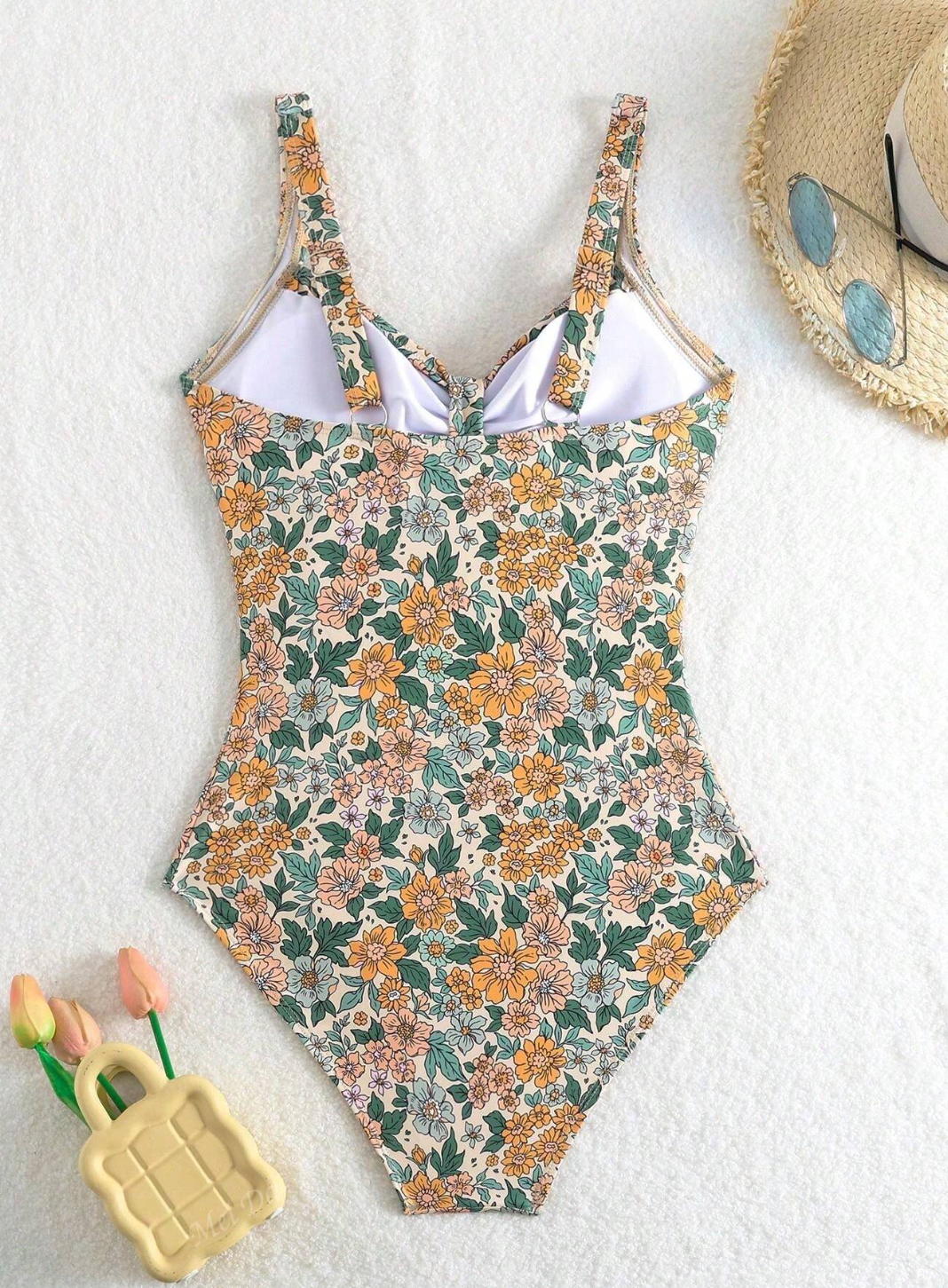 Aubrey | Floral Print Halter Neck Swimsuit
