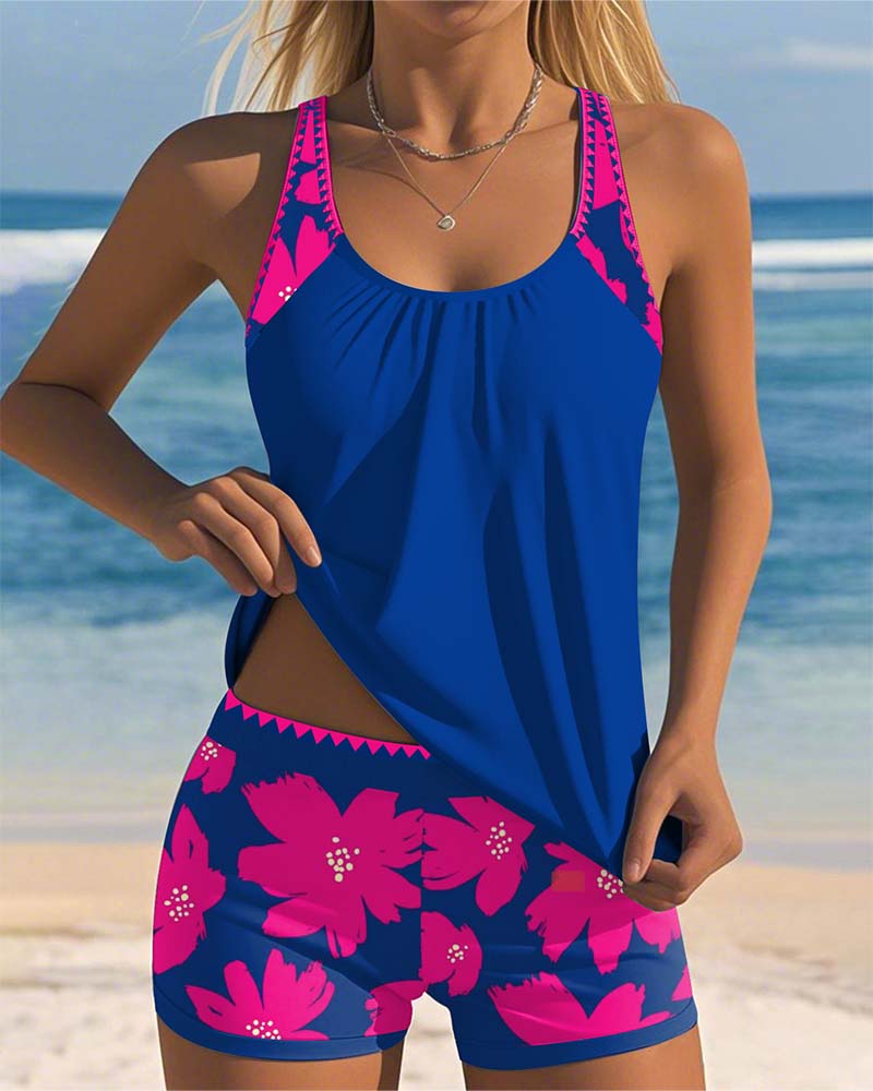 Julia | U-Neck Sleeveless Printed Tankini